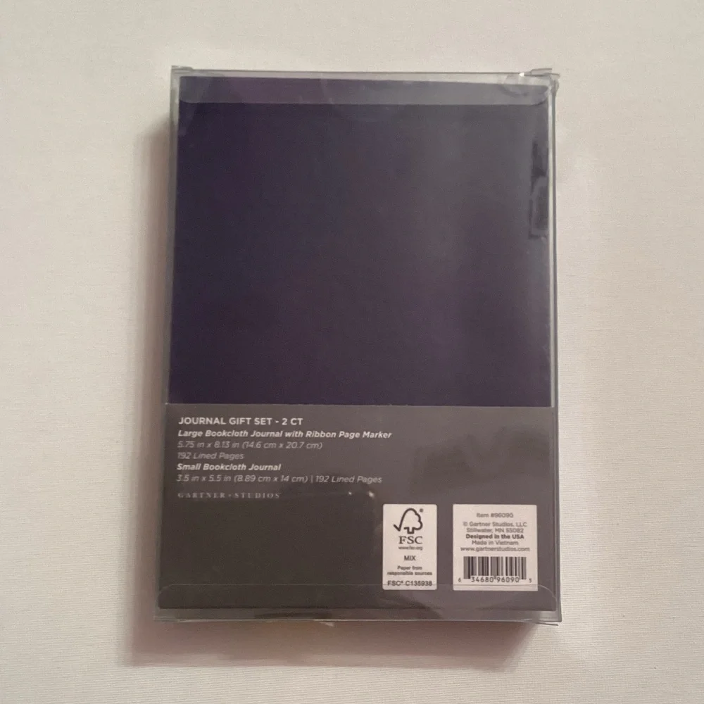 NWT Gartner Studios 2 Count Navy & Aqua Book Cloth Journal Gift Set